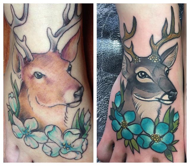 Deer Cover-Up Tattoo by Charlotte Timmons