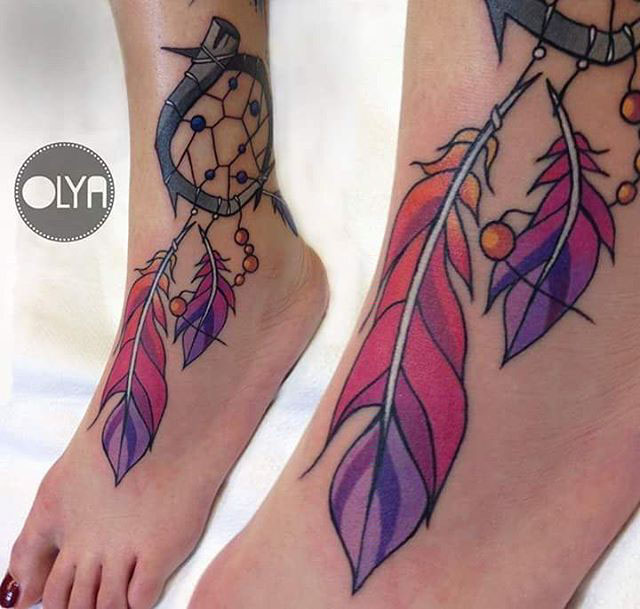 foot tattoo dreamcatcher
