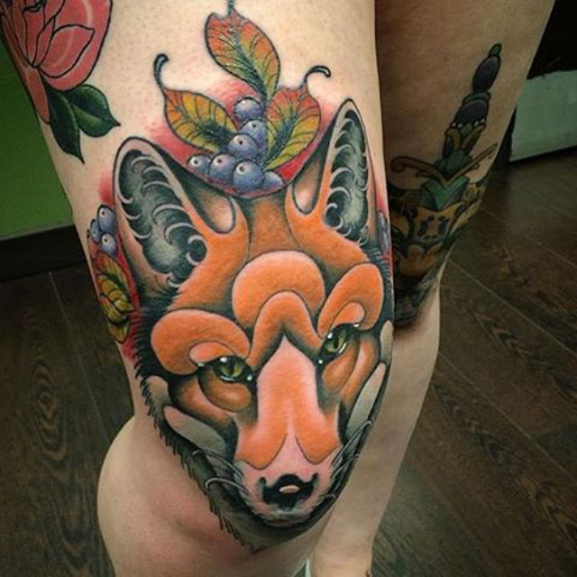 Fox Tattoo on The Knee by @tonyofglasgow
