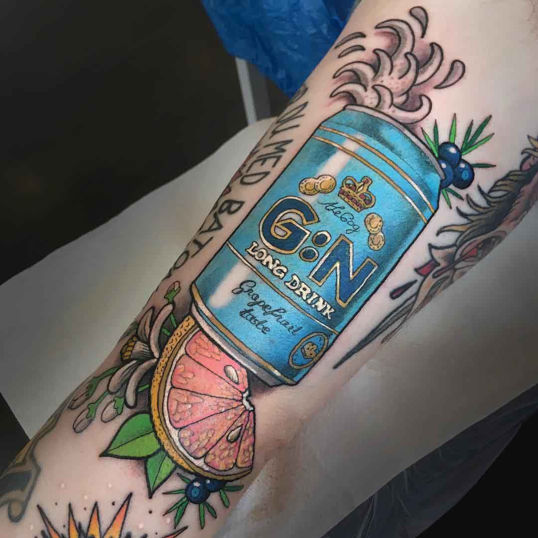 can tattoo long drink on arm