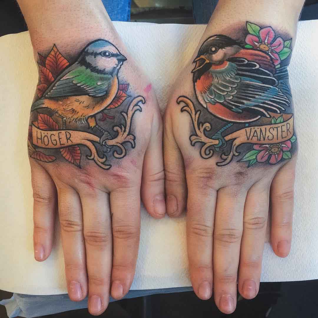 birds tattoos on hands