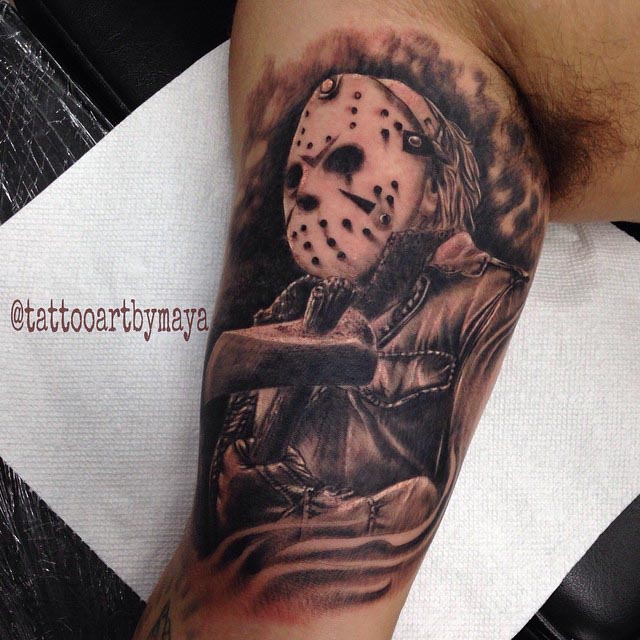 Jason Tattoo on Bicep by tattooartbymaya