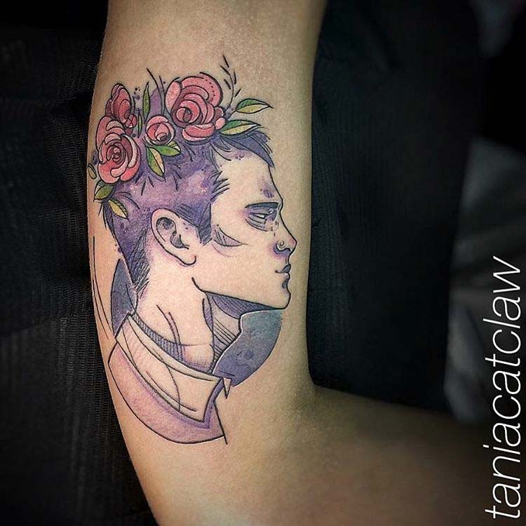 Portrait Tattoo Man with Head Wreath