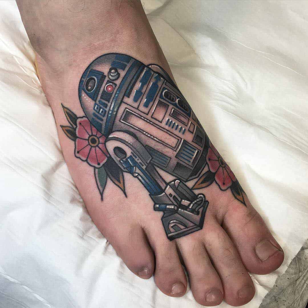 Star Wars foot tattoo R2D2