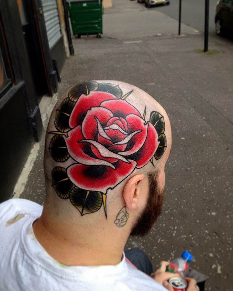 head tattoo flower