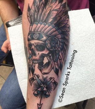 Skull and Axes Indian Tattoo - Best Tattoo Ideas Gallery