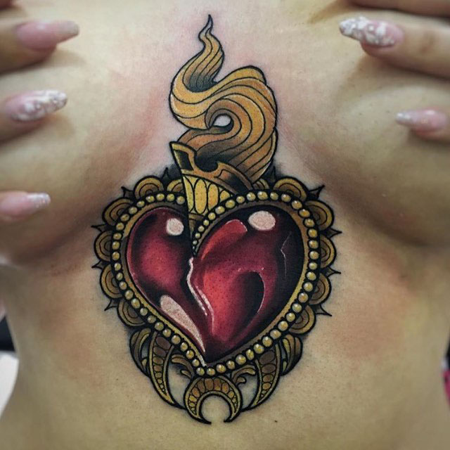 heart candle tattoo gem