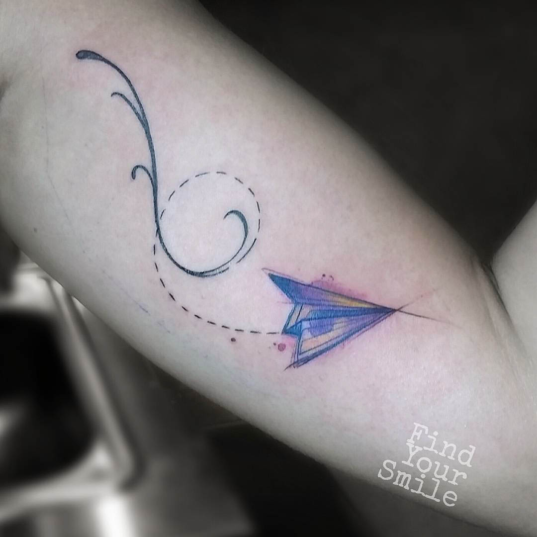 Tattoo Babu - Heartbeat tattoo with cute paper airplane watercolor effect  tatoo best tattoo designs for Traveller who explored the world tattoo done  by Trishal Babu best tattoo artist in Raipur best
