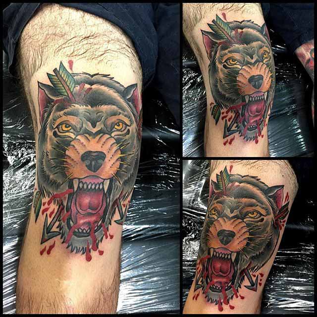 Tattoo on The Knee by @holdfast_tattoo