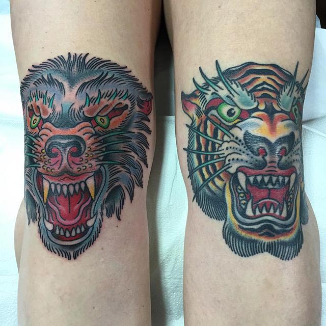 Tiger Knee Tattoo
