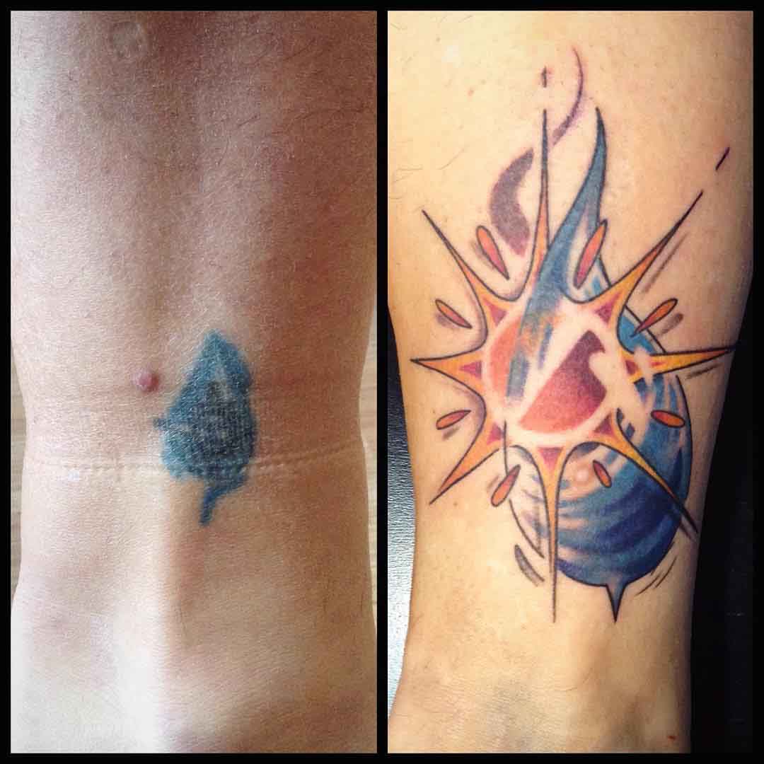 Tattoo cover up watercolor style