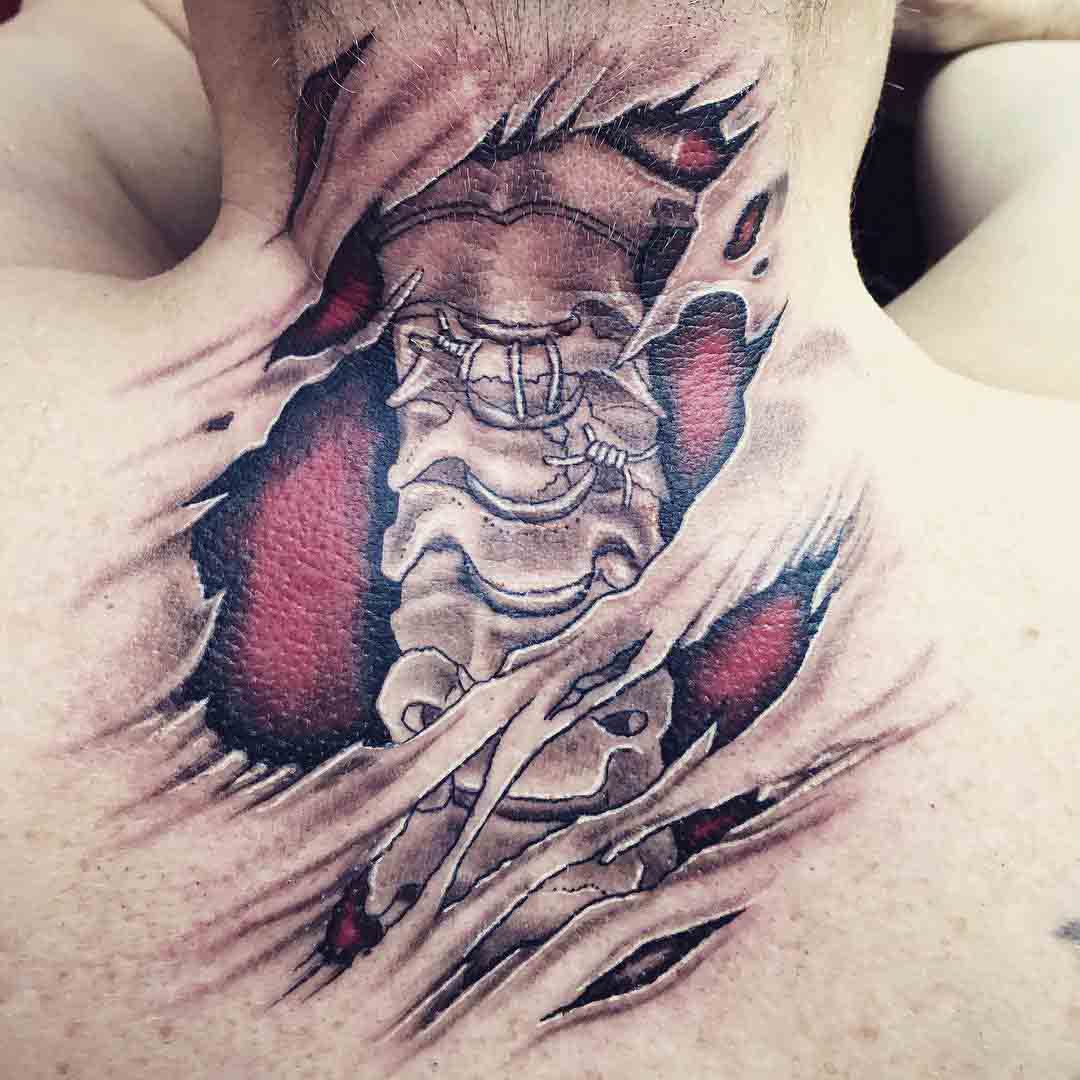 3D Spine Tattoo by artonlivingcanvas