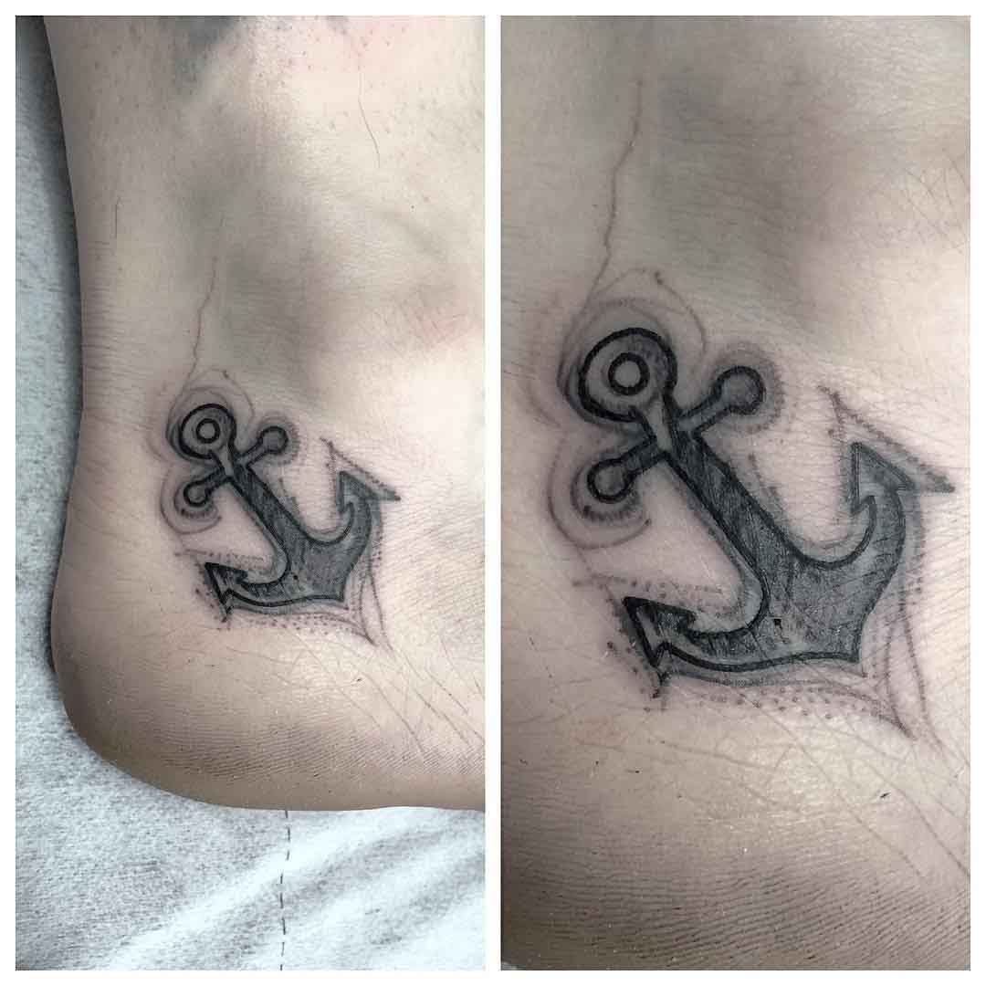 Anchor Tattoo on Ankle by mandrzejaktattoo