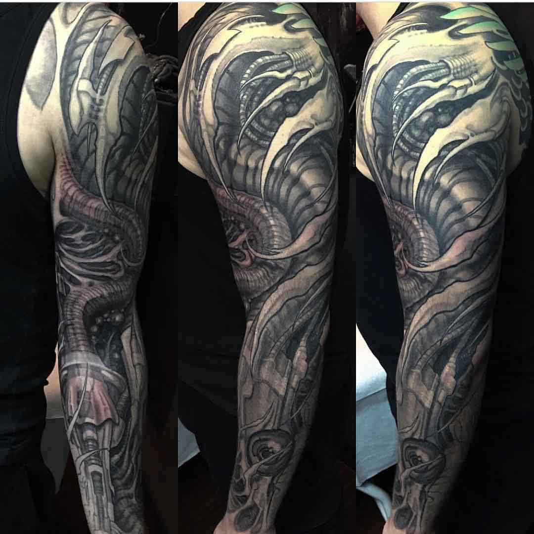 full arm sleeve tattoo biomechanical