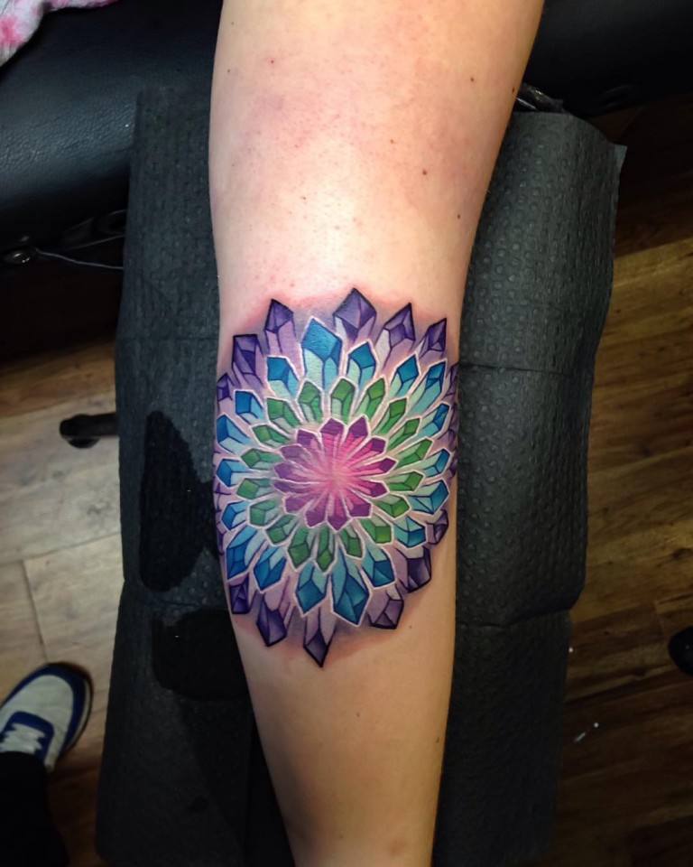 Crystal Flower Tattoo on Elbow Best Tattoo Ideas Gallery