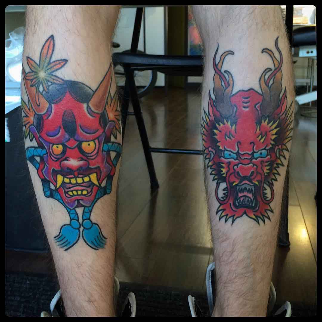 Demon Tattoos on Calves by conghylam