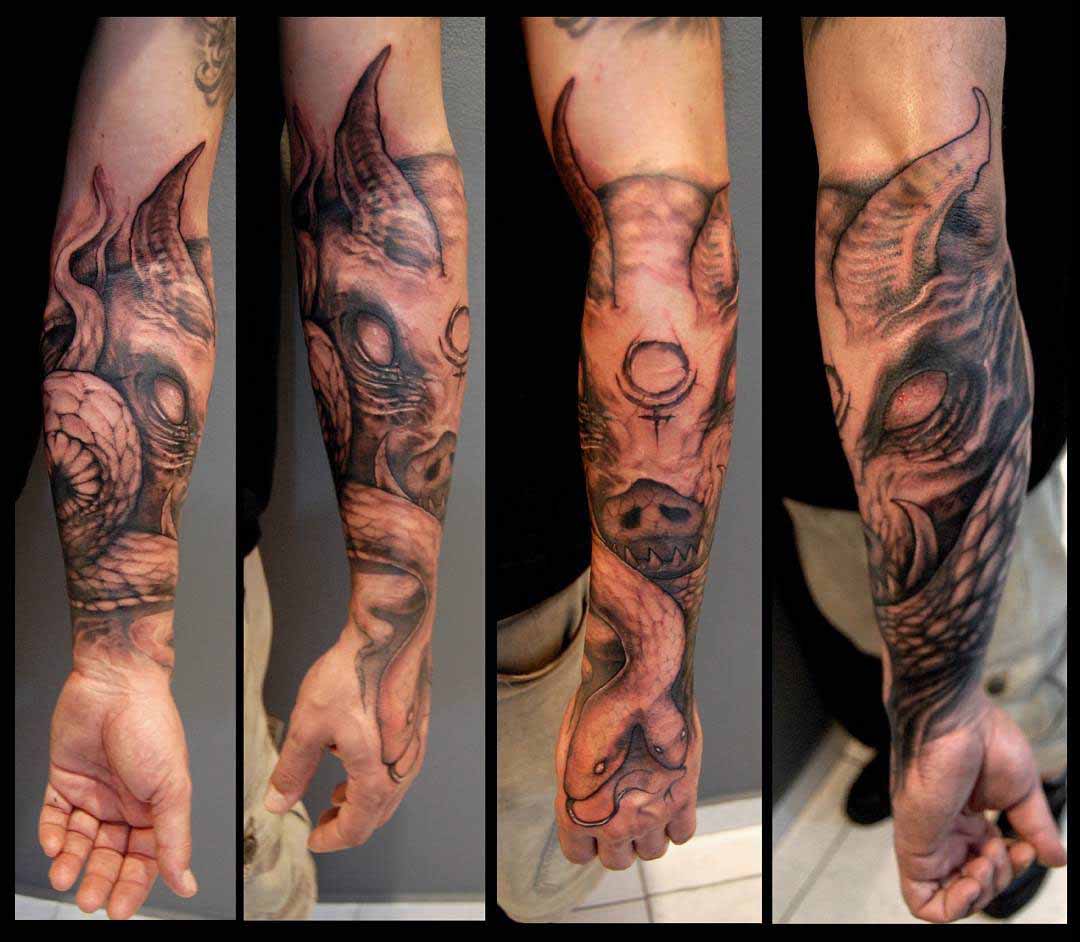 Demonic Half Sleeve Tattoo by yuriseima