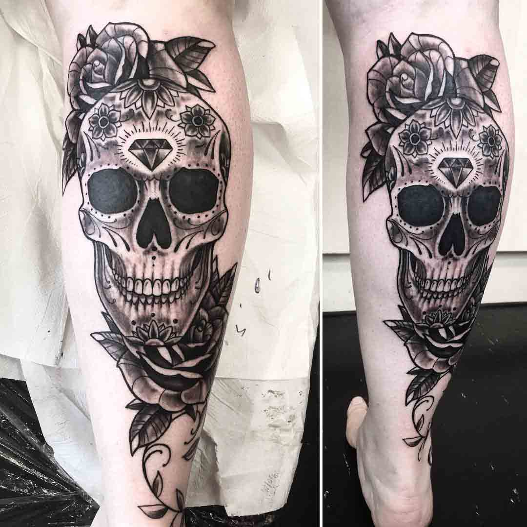 skull calf tattoos for men
