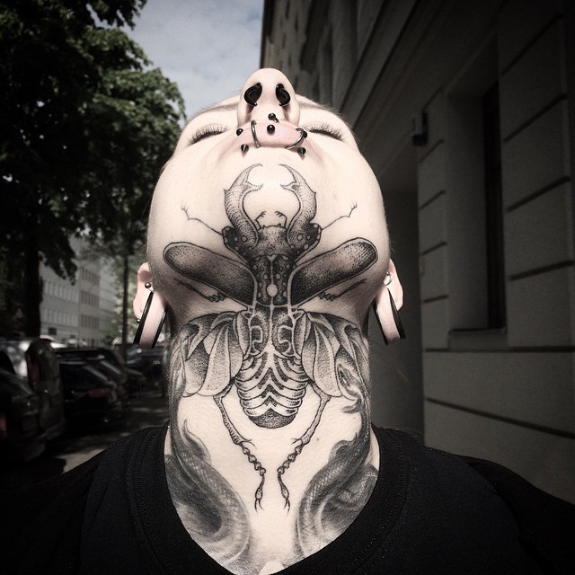 Giant Bug Tattoo on Chin by andy_ma_berlin