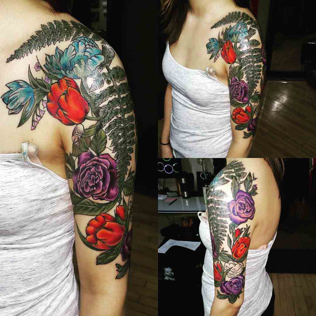 Half Sleeve Tattoo Flowers by mplstattoo