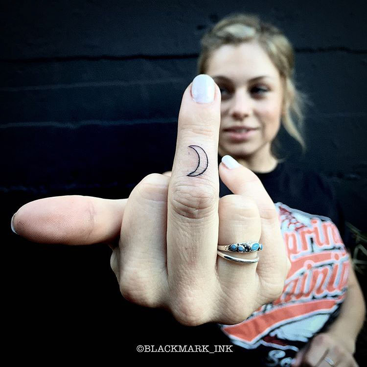 finger tattoo moon outline