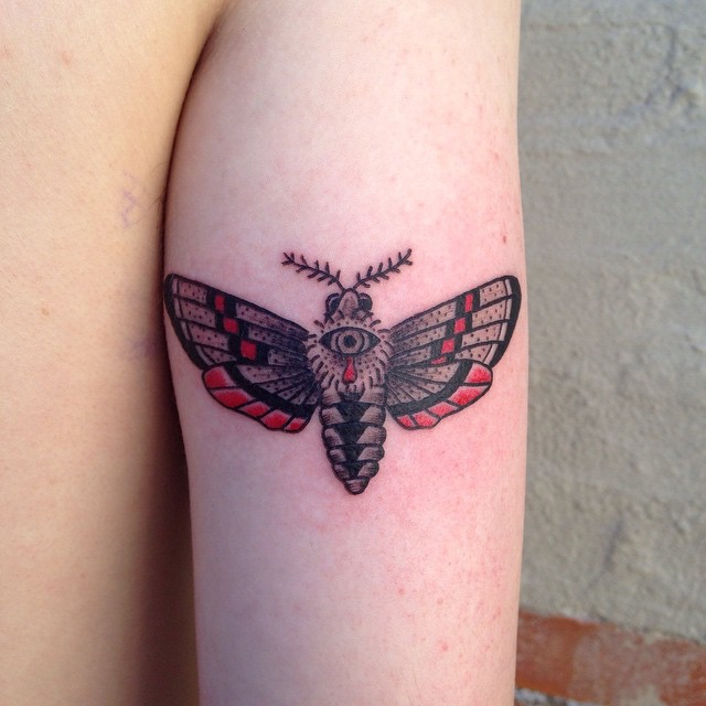 Moth Tricep Tattoo by calebknobel