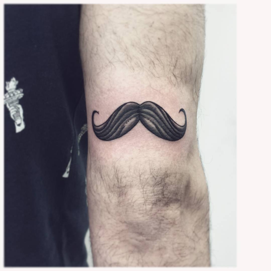 Mustasche Tattoo on Tricep by tiffleeillustrations