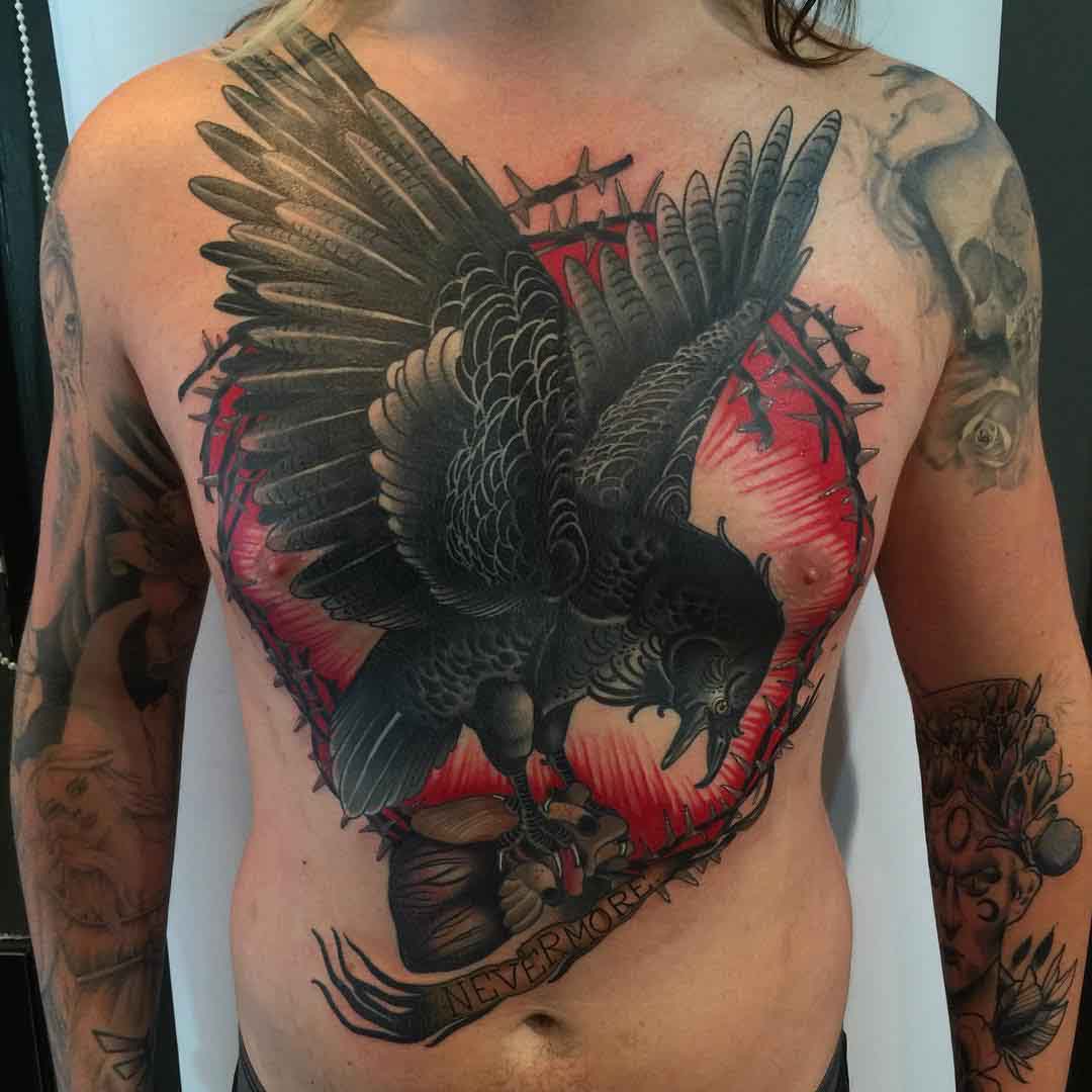 chest tattoo nevermore raven