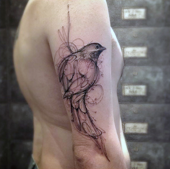 Sketchy Bird Tattoo