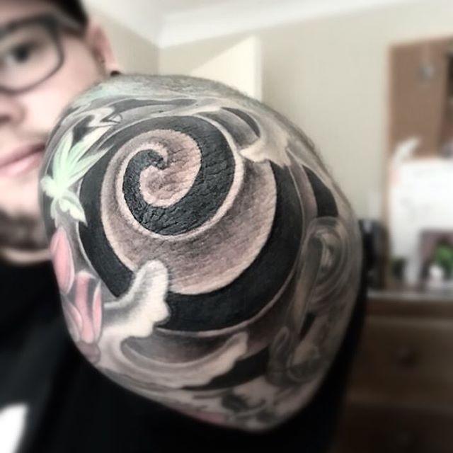 Spiral Elbow Tattoo by maddog_tatts