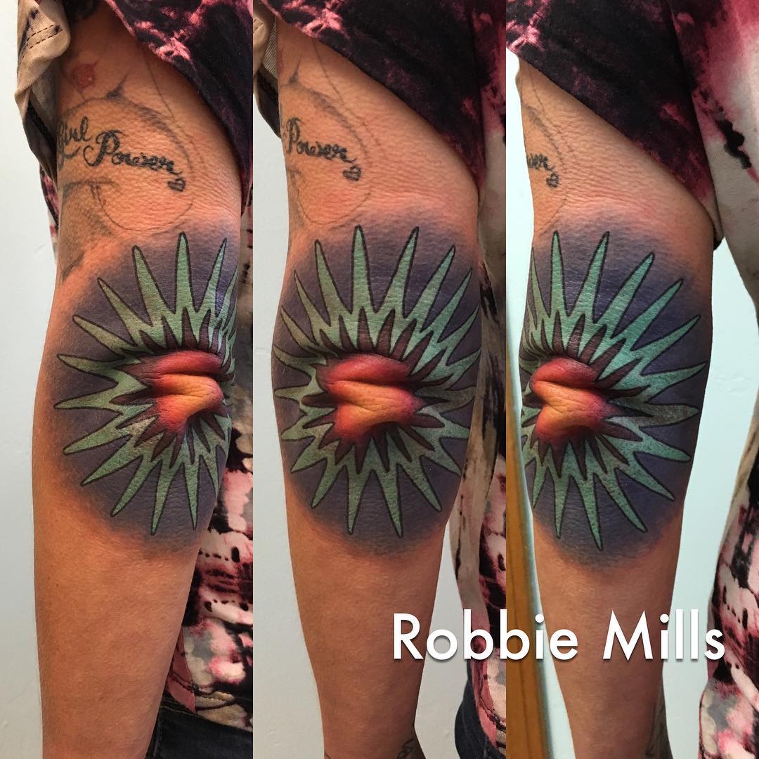 Star Tattoo on Elbow by robbie_tattooer