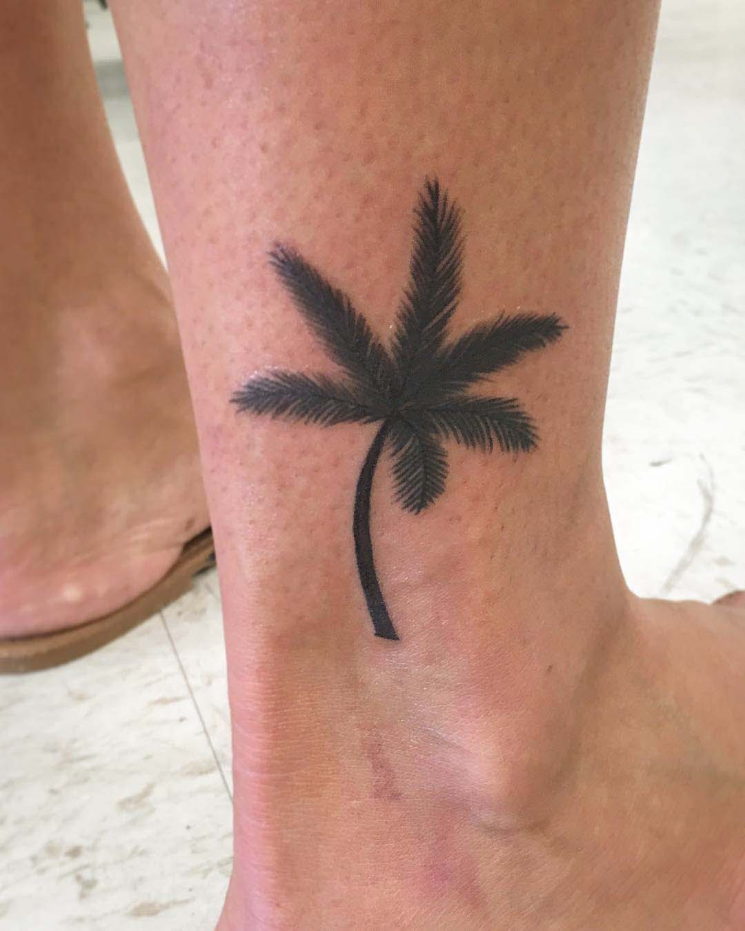 Tiny palm tree tattoo  Palm tattoos Tree tattoo ankle Tree tattoo small