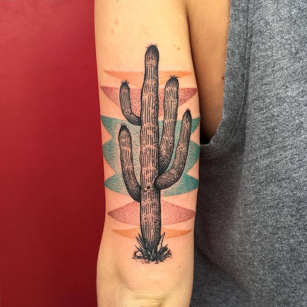 Tricep Tattoo Cactus by Dino Nemec