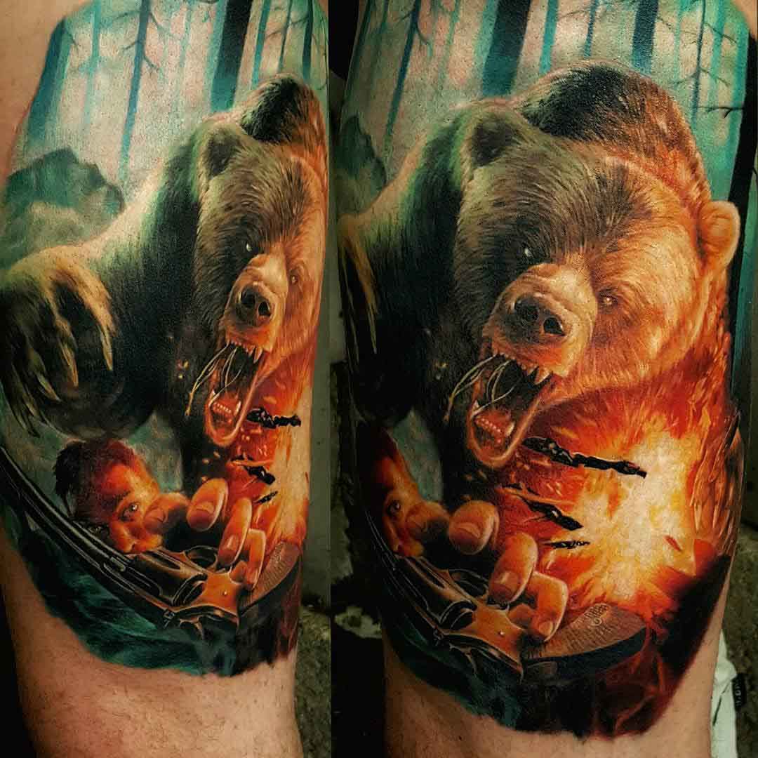 NeoTraditional Bear   Once in a Blue Moon Tattoo  Facebook