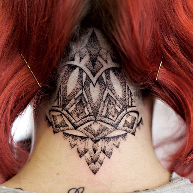 Dotwork Tattoo on Nape by rose_tattoo