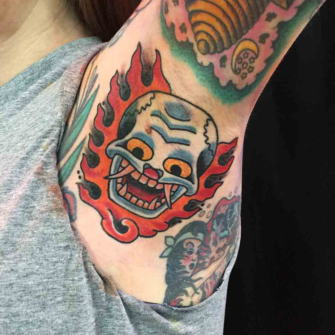 Flame Skull Tattoo by tysonarndt