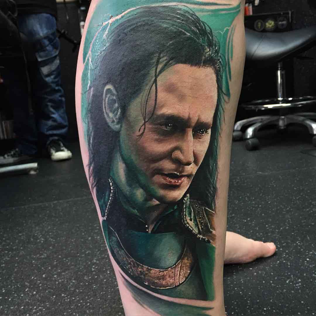Realistic Loki tattoo