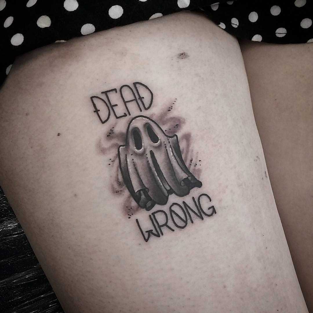 ghost tattoo on thigh