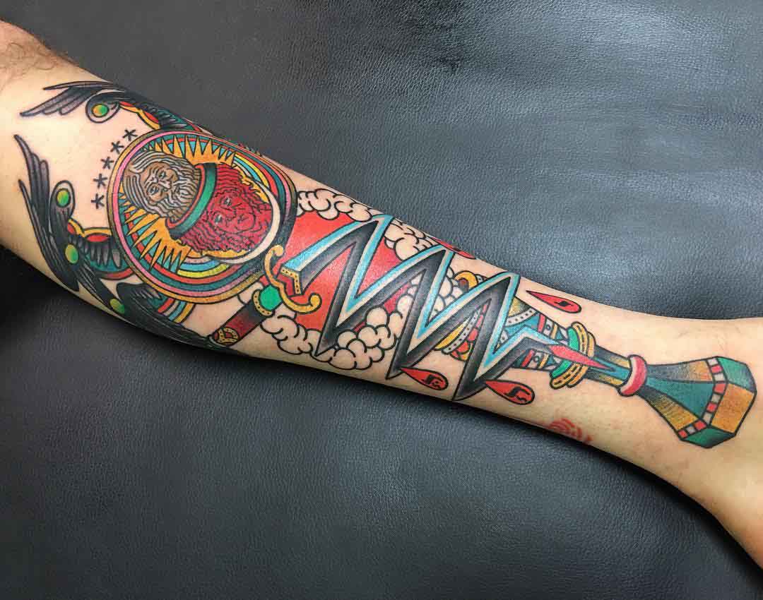 arm tattoo neo-traditional abstraction