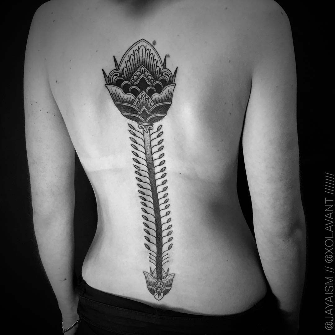 lotus spine tattoo