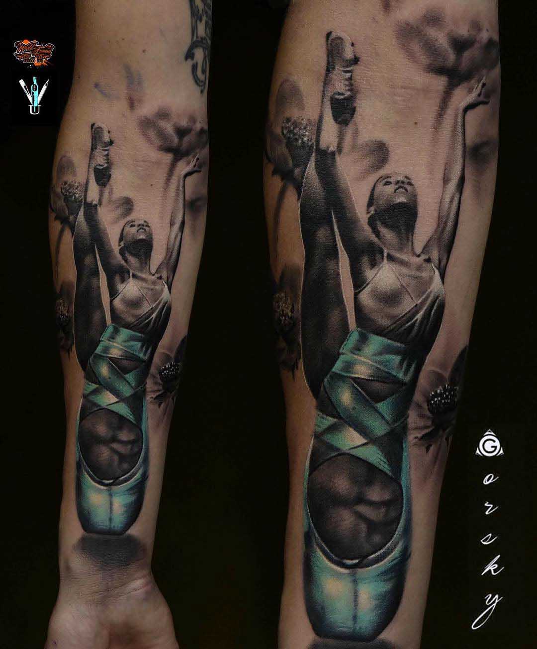 ballet slipper dancer tattoo