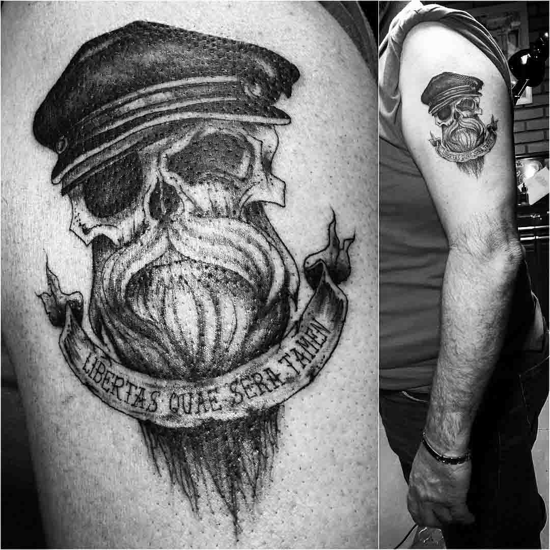shoulder tattoo skull with beard