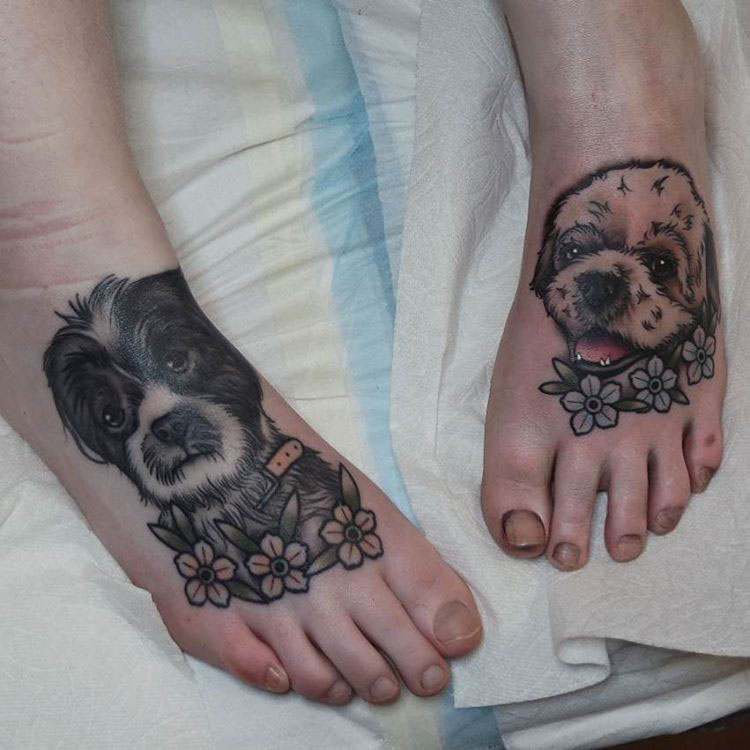 cool doggy tattoos on feet