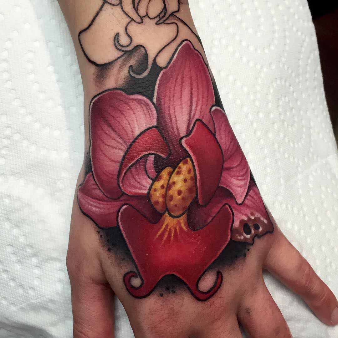 hand tattoo flower