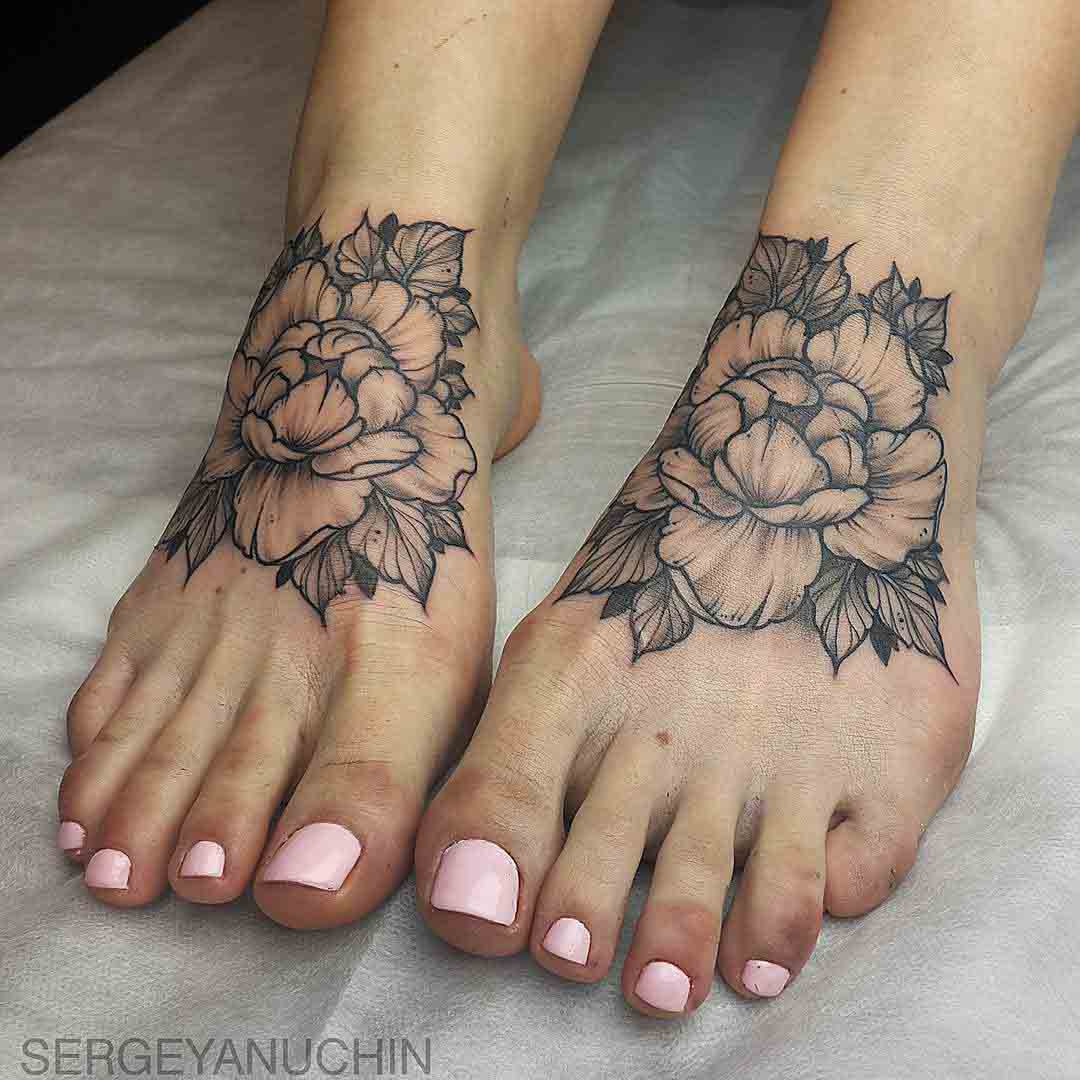 flowers tattoos on feet
