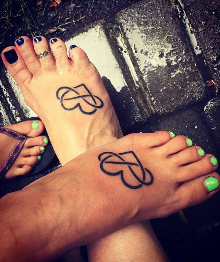 Matching Sister Tattoos on Foot