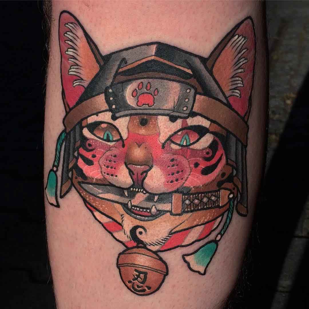 samurai cat tattoo