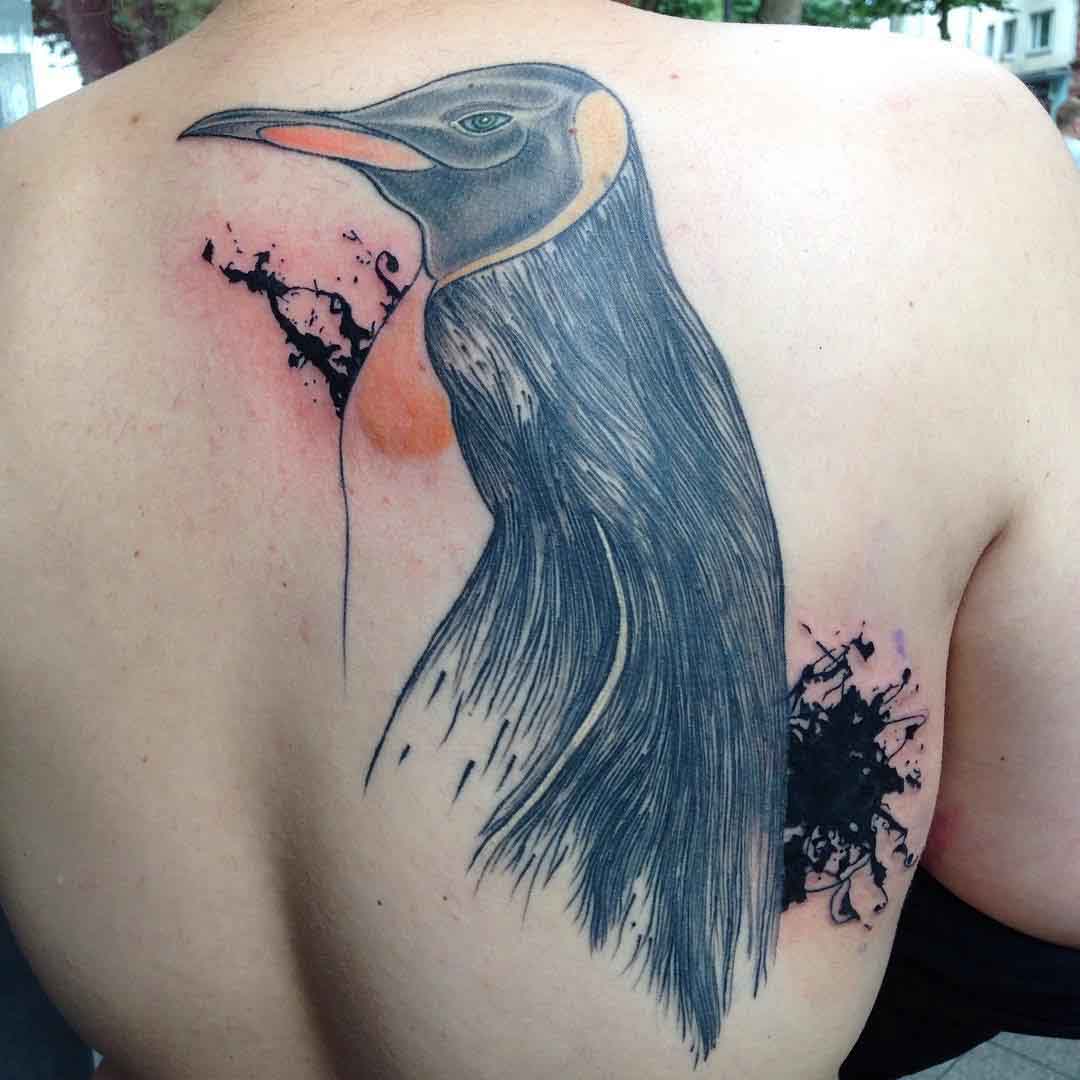 back tattoo penguin