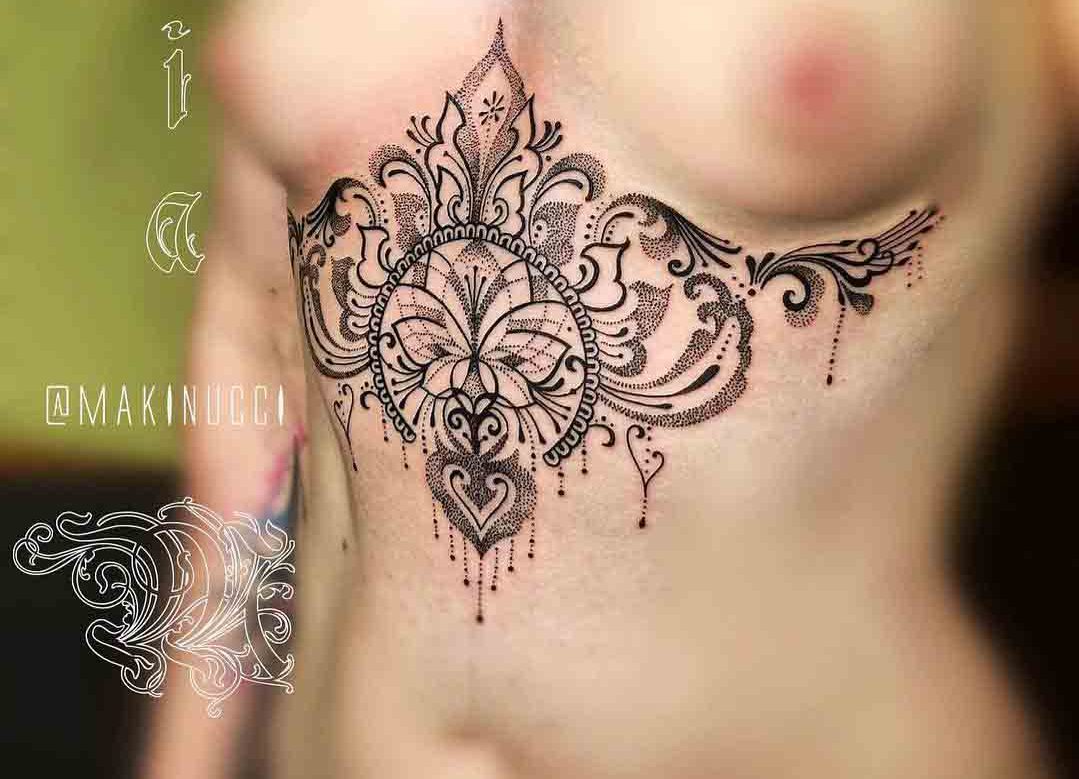 dotwork underboobs tattoo