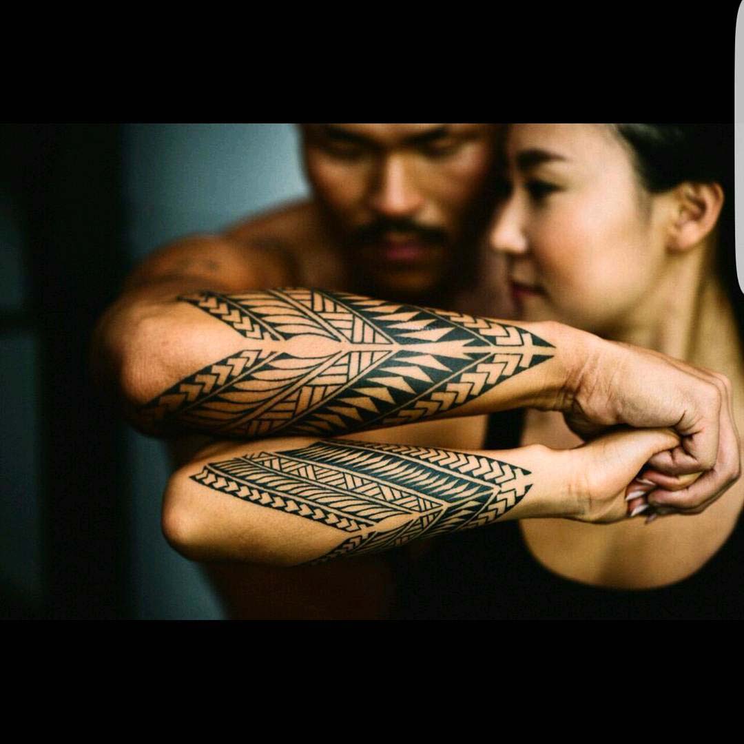 forearm tattoos for couples tribal style